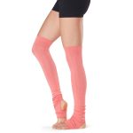 open heel leg warmers tangerine