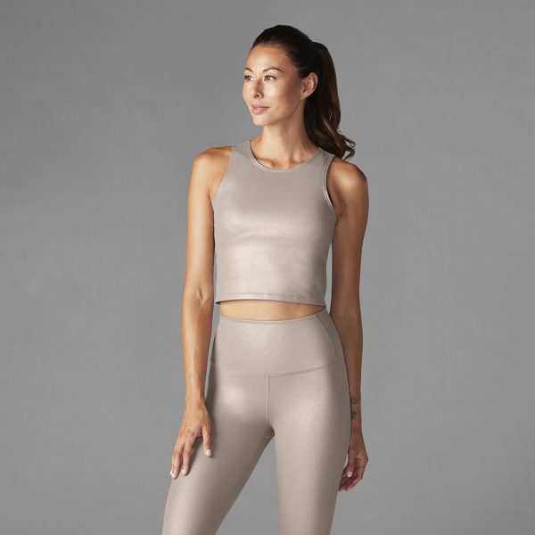 crop tank gold metallic
