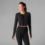 pleated long sleeve top ebony