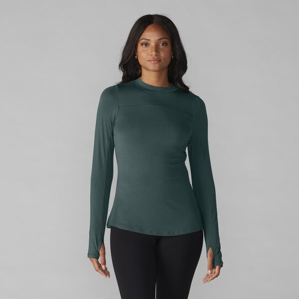 restore mock neck long sleeve forest