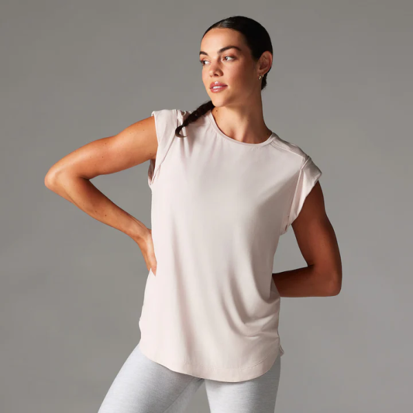cap sleeve muscle tee soft blush