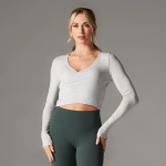 criss cross long sleeve top ash