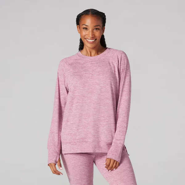 Brushed tec knit sweatshirt berry space dye