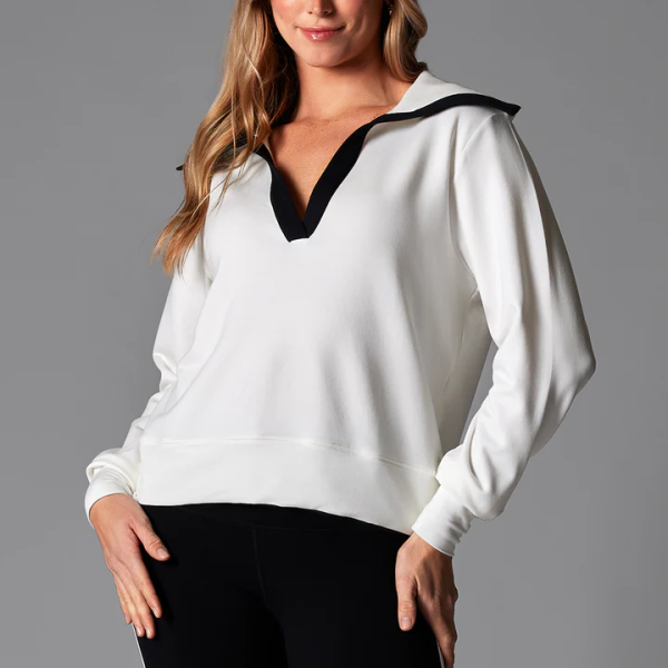 Cozy collared sweatshirt coconut ebony