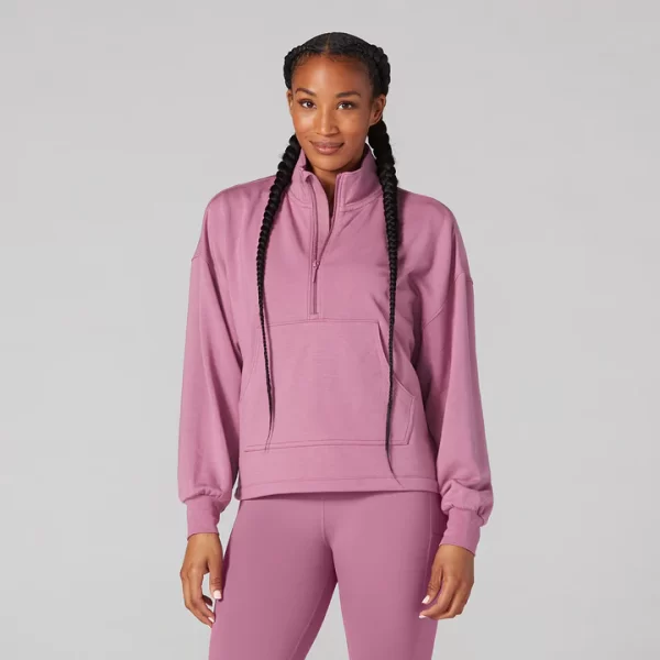 cozy half zip berry