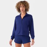 TaviLuxe® 3/4 Zip Cozy Fleece Pullover deep navy