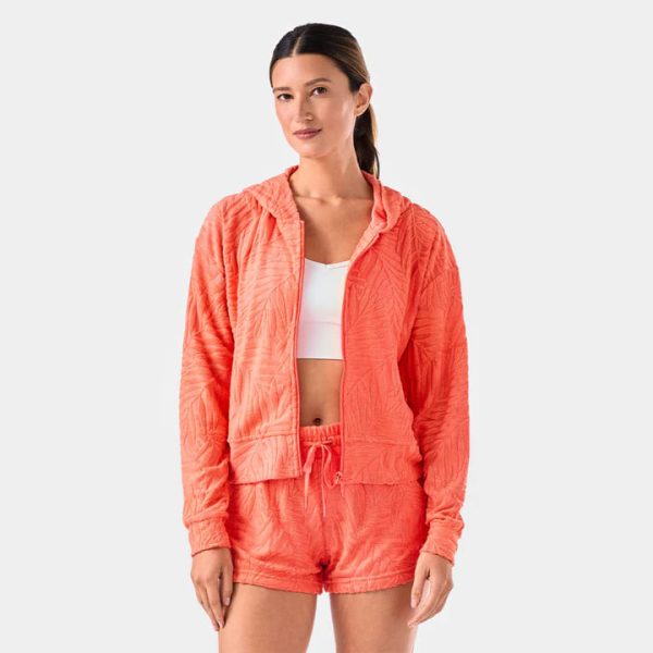 Palm Terry Zip Hoodie hot coral