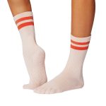 full toe crew grip socks hot coral stripe
