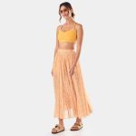 Pleated Active Coverup Skirt apricot batik