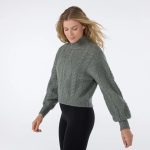 Hi low cable sweater leaf