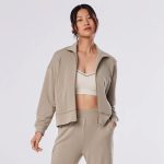 cozy paneled full zip shitake