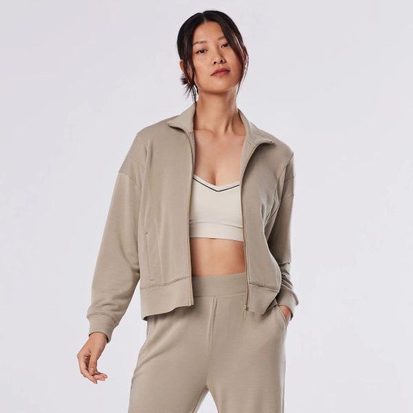 cozy paneled full zip shitake