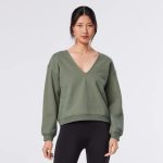 deep v neck sweatshirt leaf