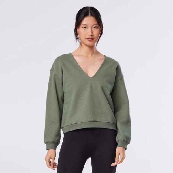 deep v neck sweatshirt leaf